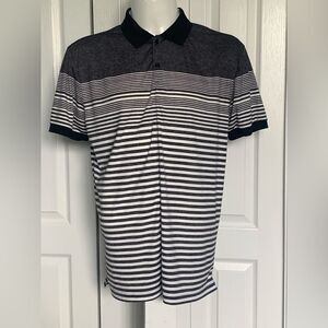 J. Lindeberg Black and White Striped Men's Golf Polo Shirt